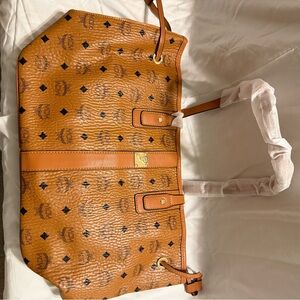 MCM Tan Logo Pattern Tote